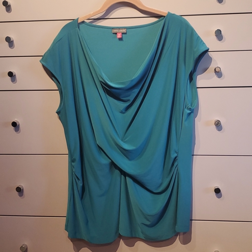Vince Camuto NWT Cowl Neck Cap sleeve top in Ocean Teal 3X.